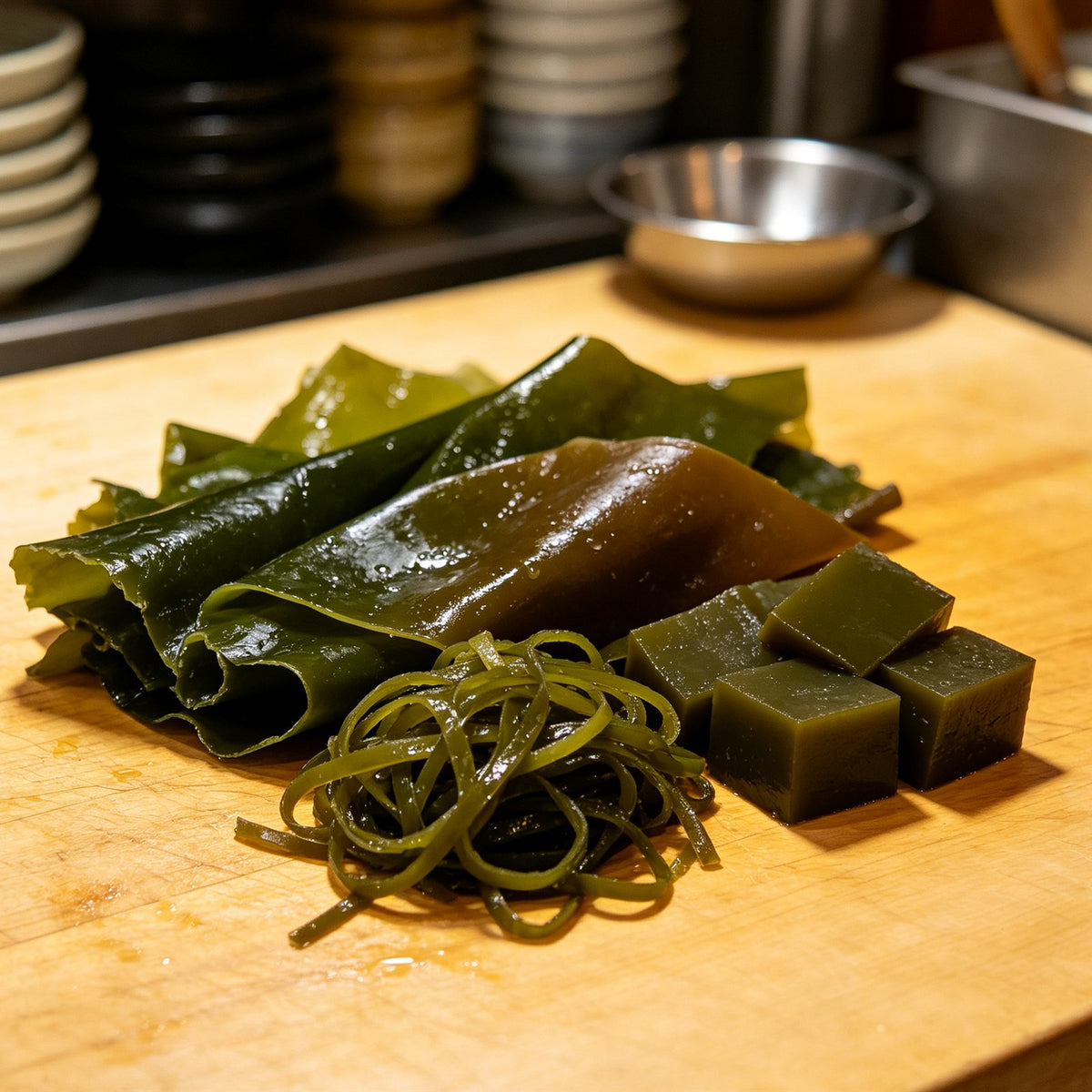 Fresh Green Kelp Seaweed Strips