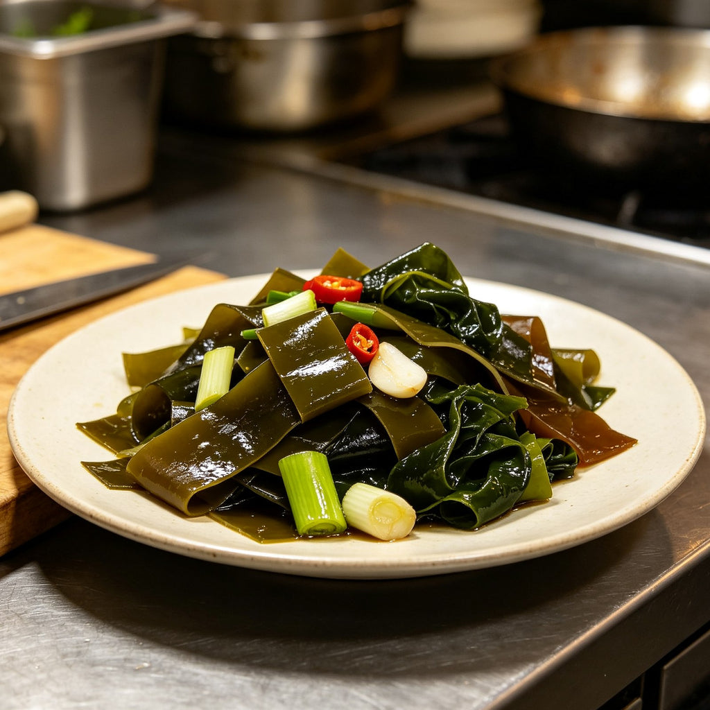 Fresh Green Kelp Seaweed Strips