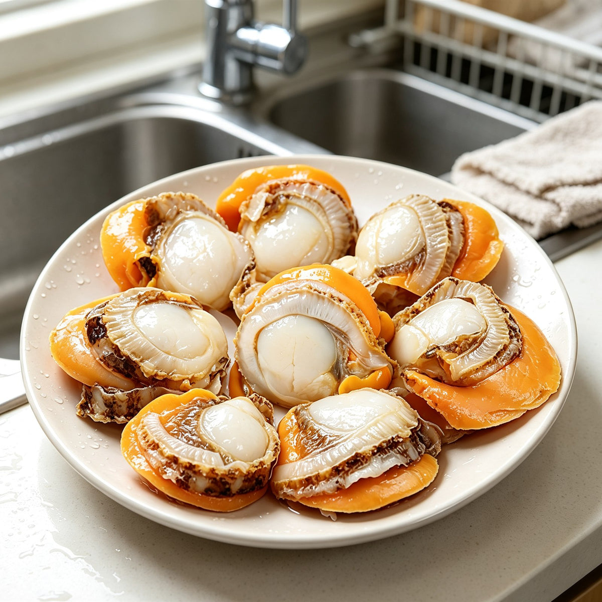 Fresh Half Shell Scallops With Roe